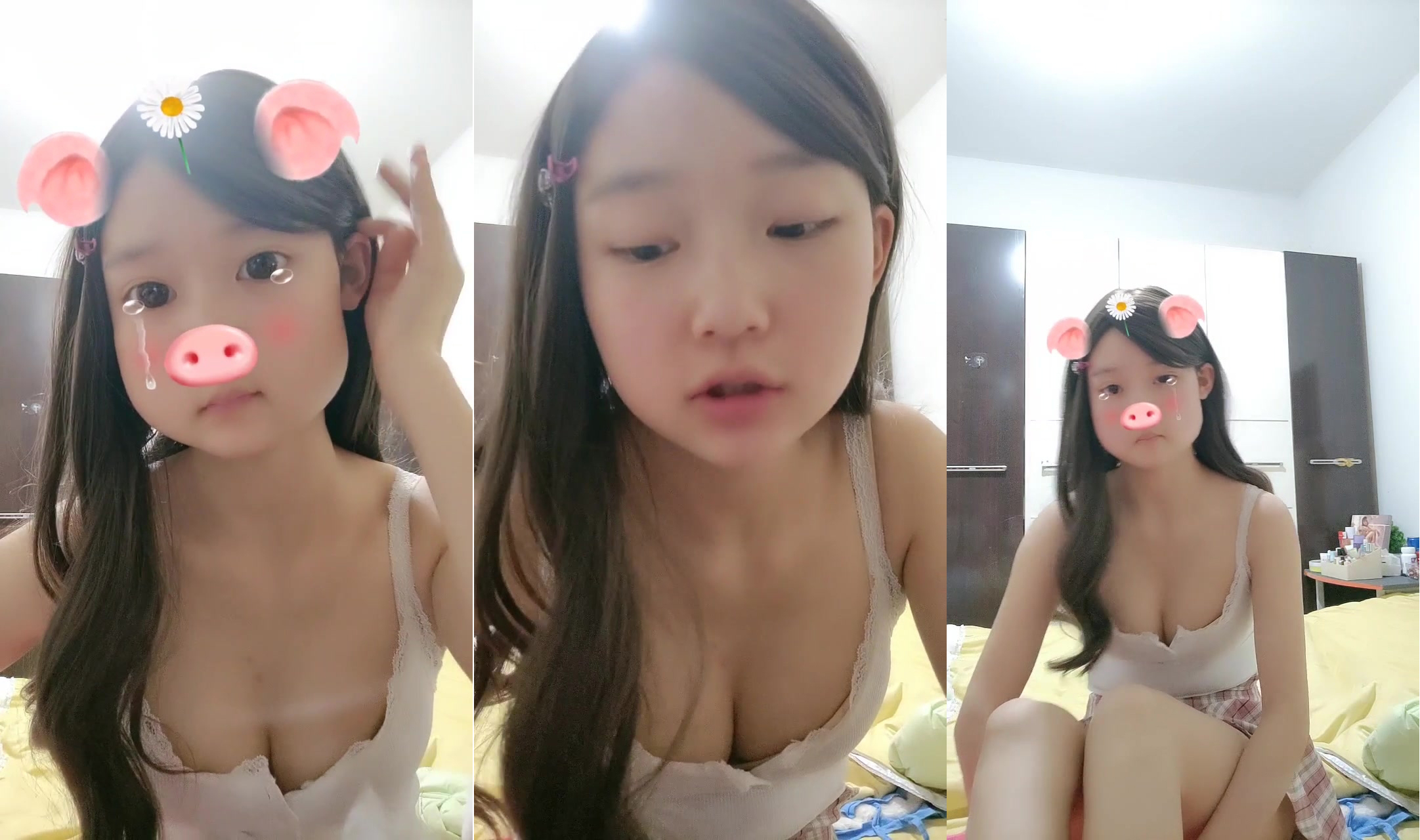 Ang 19-year-old na inosenteng estudyante ay sobrang cute [ang iyong school girl] nag-lock ng pinto sa bahay mag-isa, nagpalit ng damit at nagsasalsal sa boudoir, naiihi ng malapitan, napakaraming tubig na patuloy na umaagos (2)