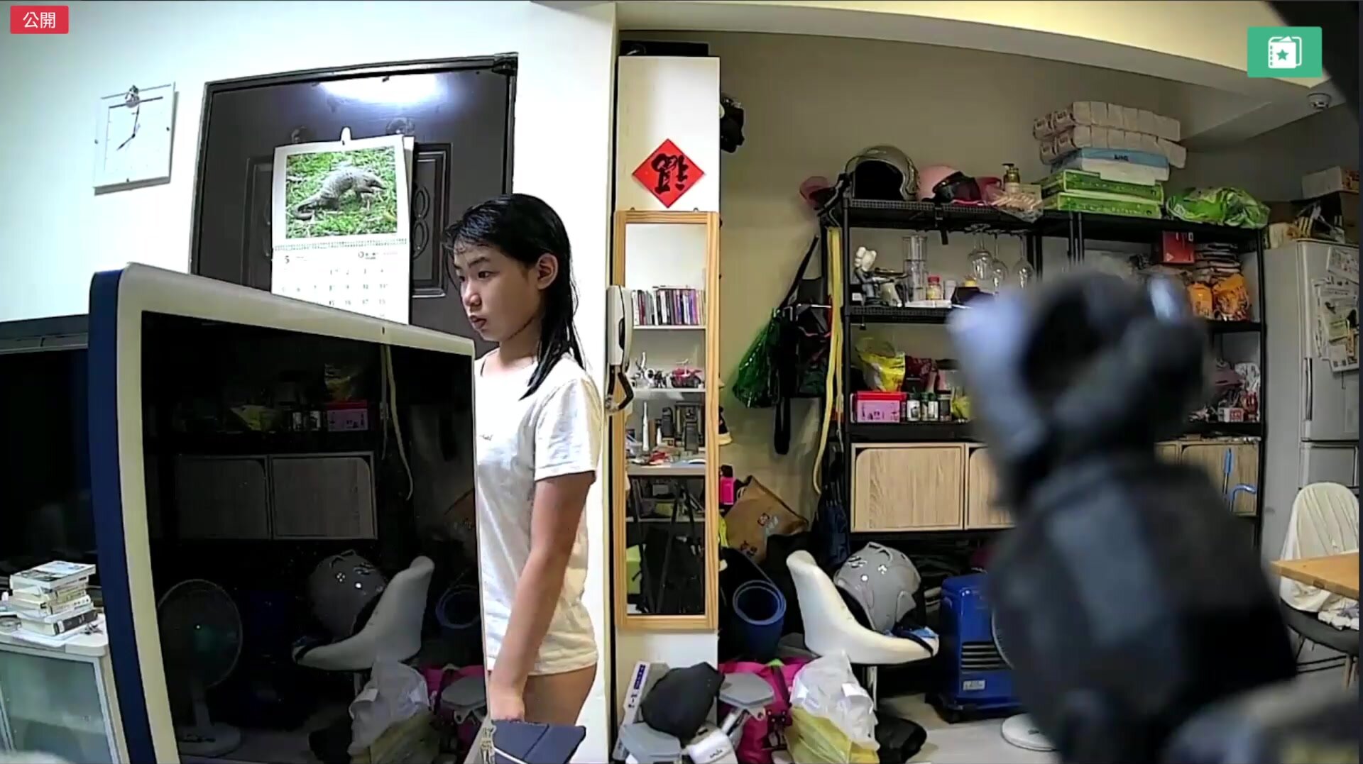 2024-05-03_Pemantauan rumah Taipei_[Pakaian dalam terdedah sedikit]_Tukar seluar di rumah_Pakai seluar dalam selepas mandi_Pakai seluar semasa bercakap dengan ayah