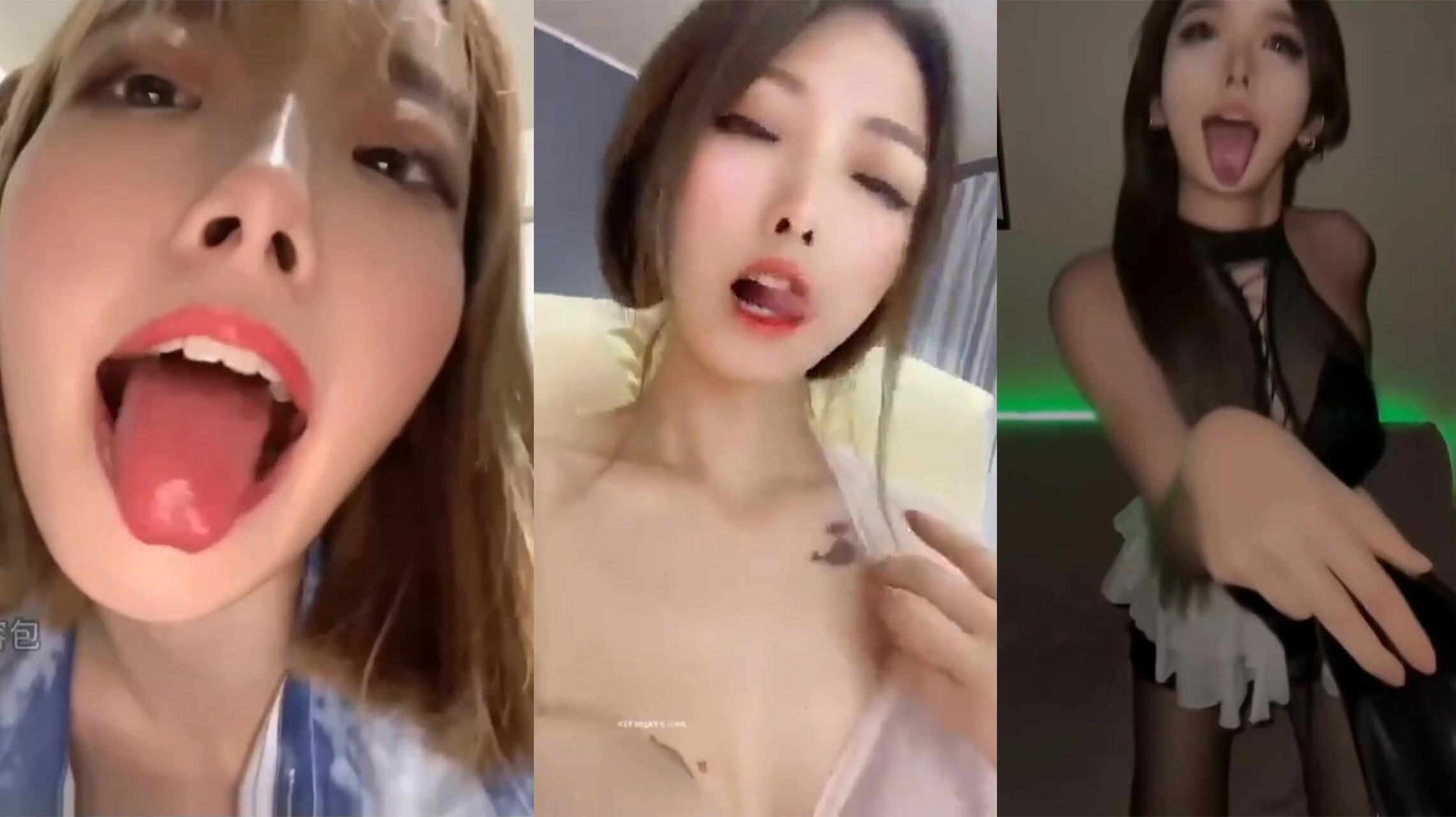 A collection of black-faced bitches, with white eyes and sticking out tongue on orgasm face. The tongue is very flexible. How cool it would be to have this little brother wrapped in it! (2)